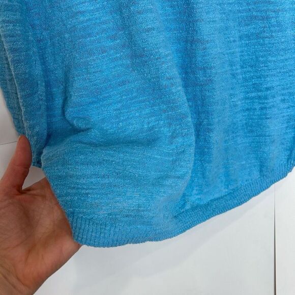 J. Crew Sweater Women XS Blue V-Neck Linen Blend Lightweight Oversized Slub Knit - Picture 12 of 14